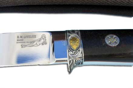 RW Loveless Drop-Point Knife | Engraving on Front of Knife